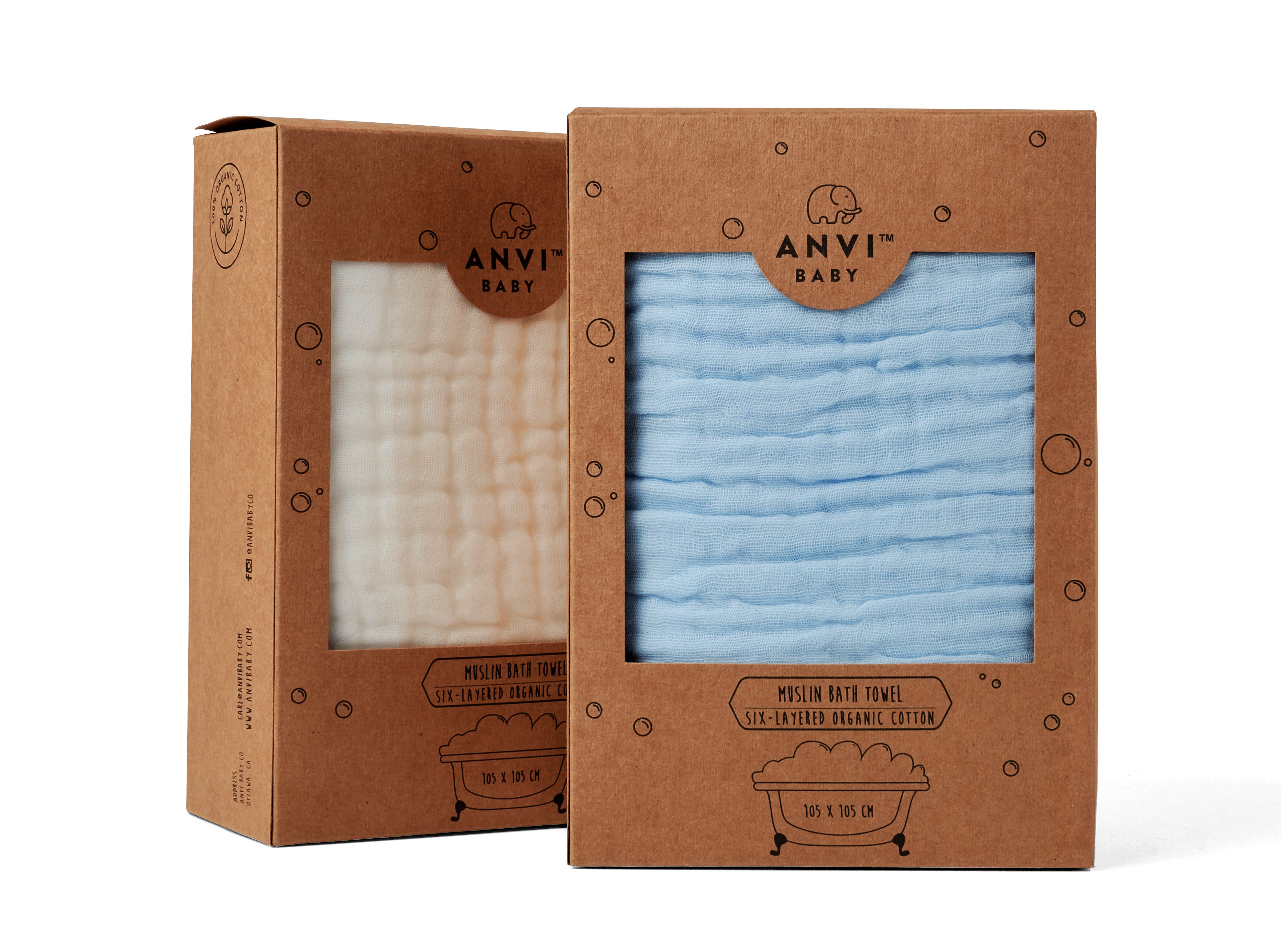 Muslin Bath Towel (6-layered) | Set of 2 (Blue & White) Muslin Bath Towel (6-layered) | Set of 2 (Blue & White)