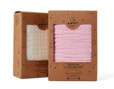 Muslin Bath Towel (6-layered) | Set of 2 (Pink & White)