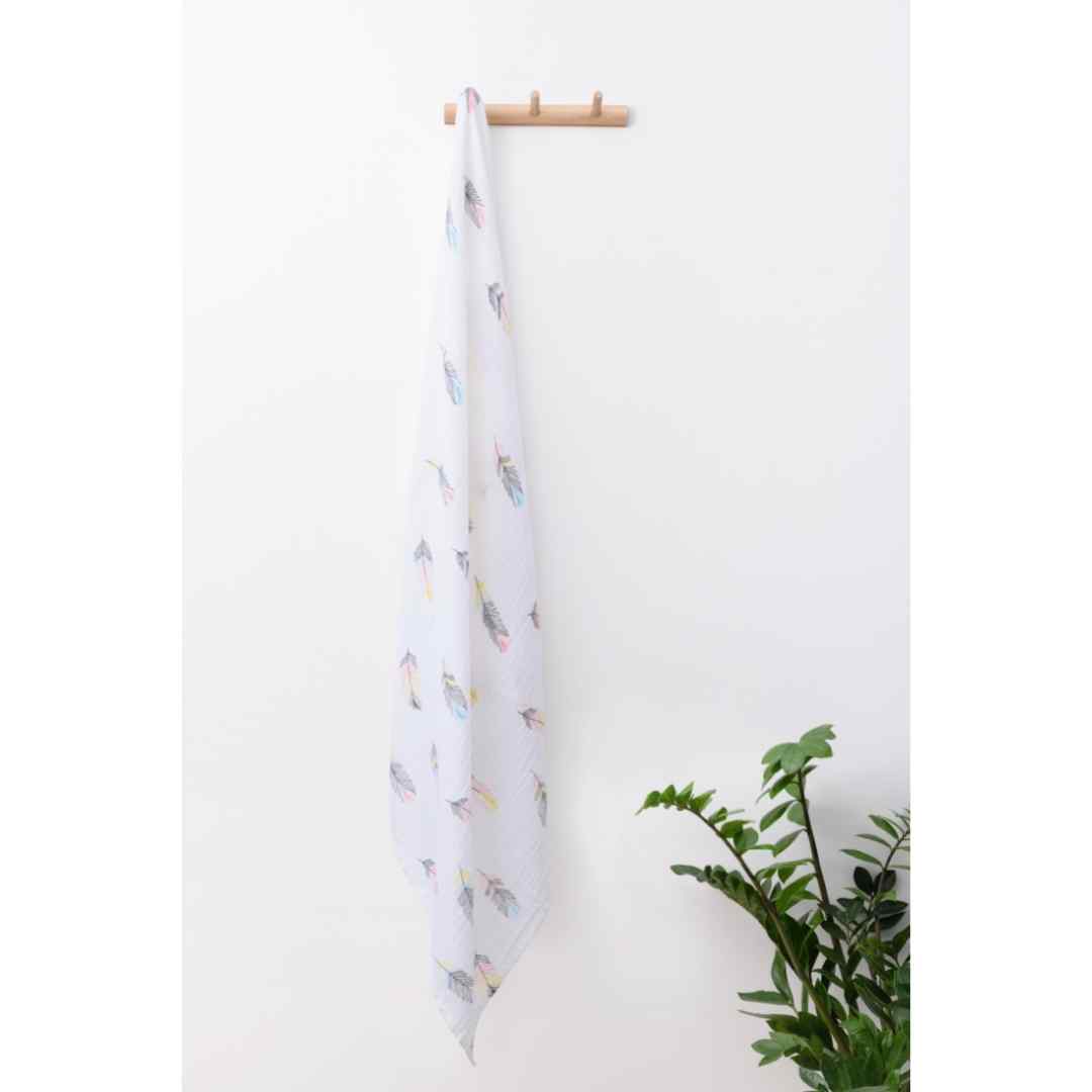 100% Organic Cotton Muslin Swaddle Wrap | New Feather 100% Organic Cotton Muslin Swaddle Wrap | New Feather
