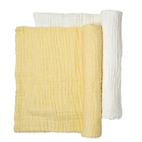 Muslin Bath Towel (6-layered) | Set of 2 (Yellow & White)