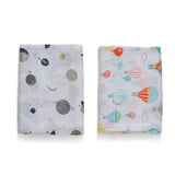 Organic Bamboo Muslin Swaddle | Set of 2 | Balloons & Planets