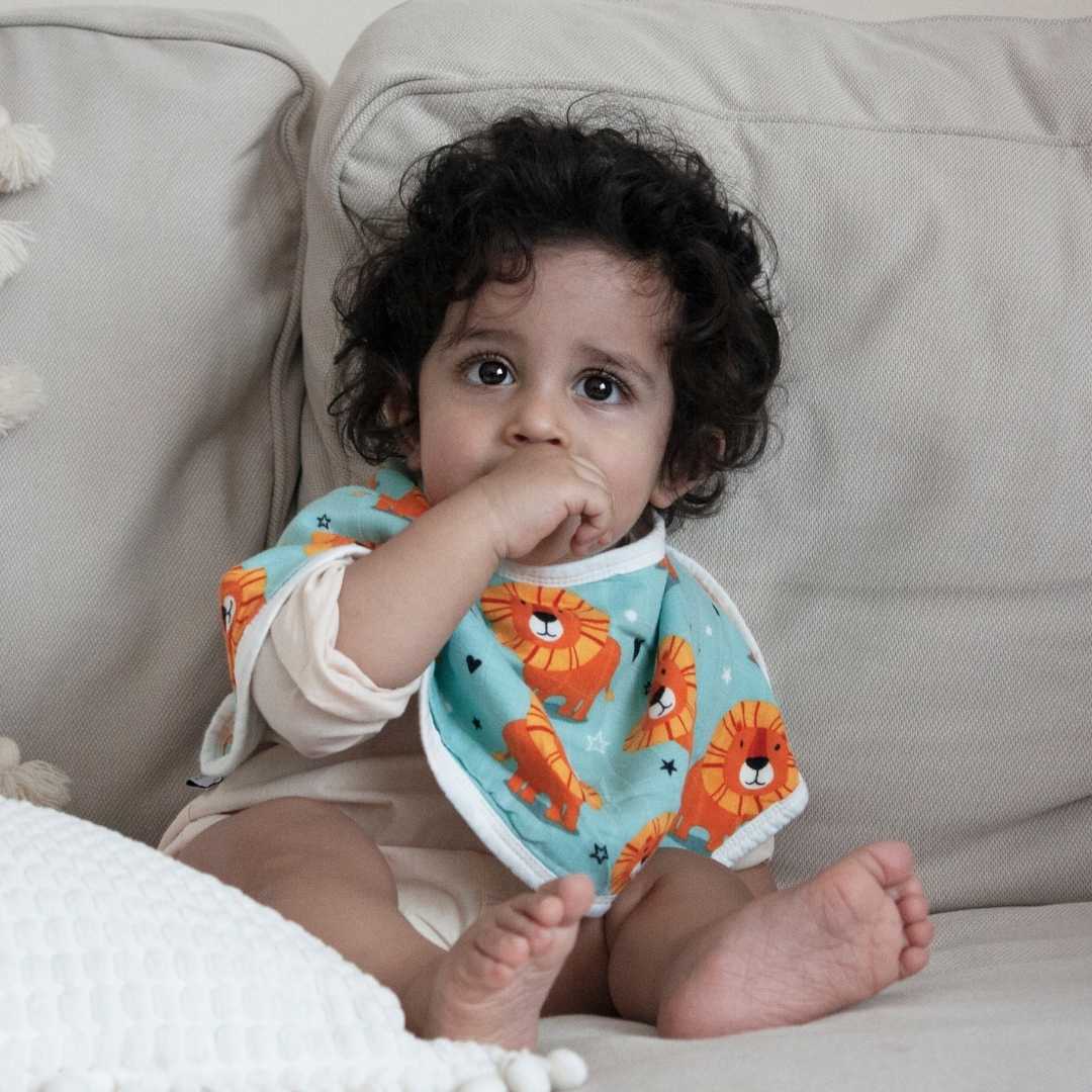 Set of 3 Organic Bamboo Burp & Bib Cloth - Lion Hearted Set of 3 Organic Bamboo Burp & Bib Cloth - Lion Hearted