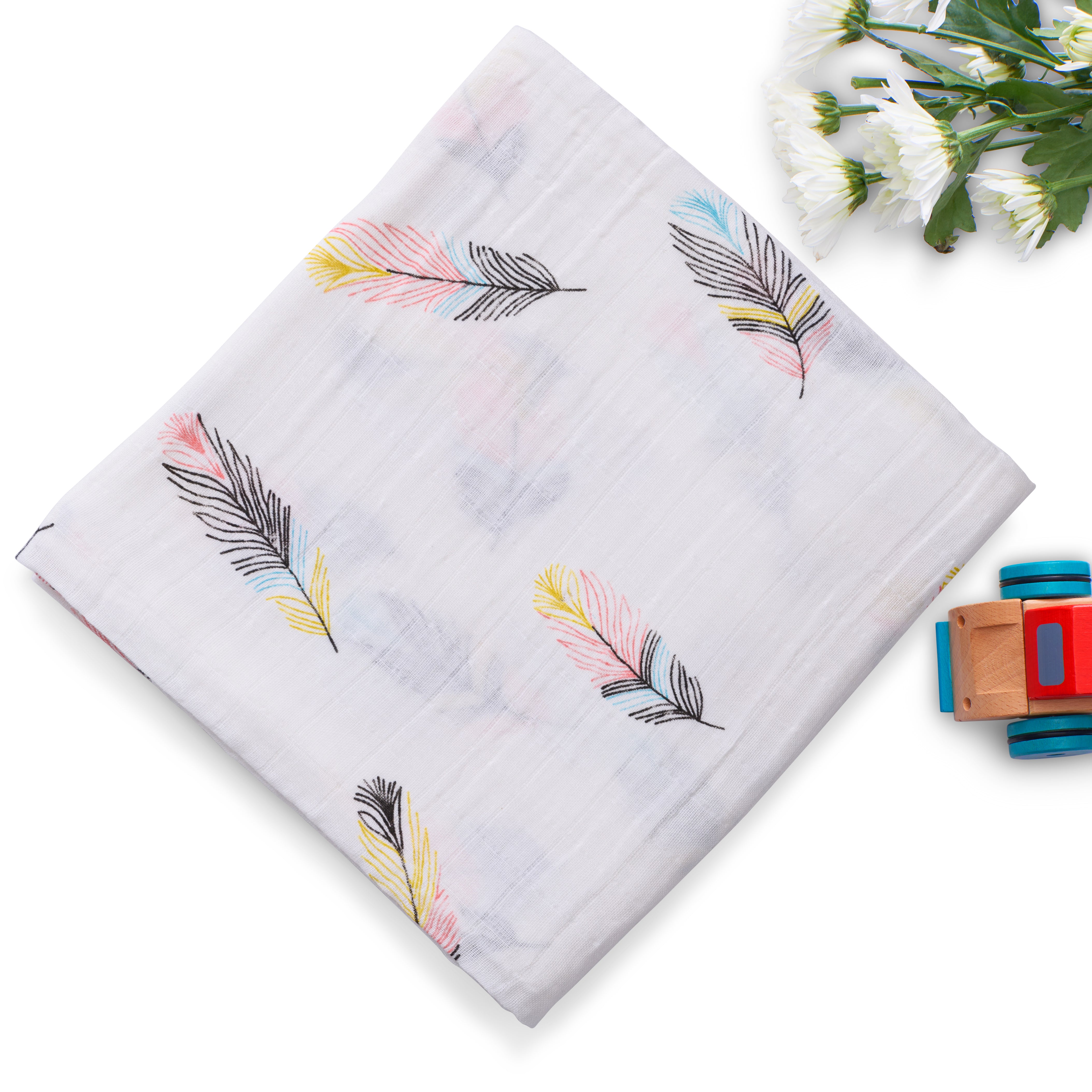 100% Organic Cotton Muslin Swaddle Wrap | New Feather 100% Organic Cotton Muslin Swaddle Wrap | New Feather