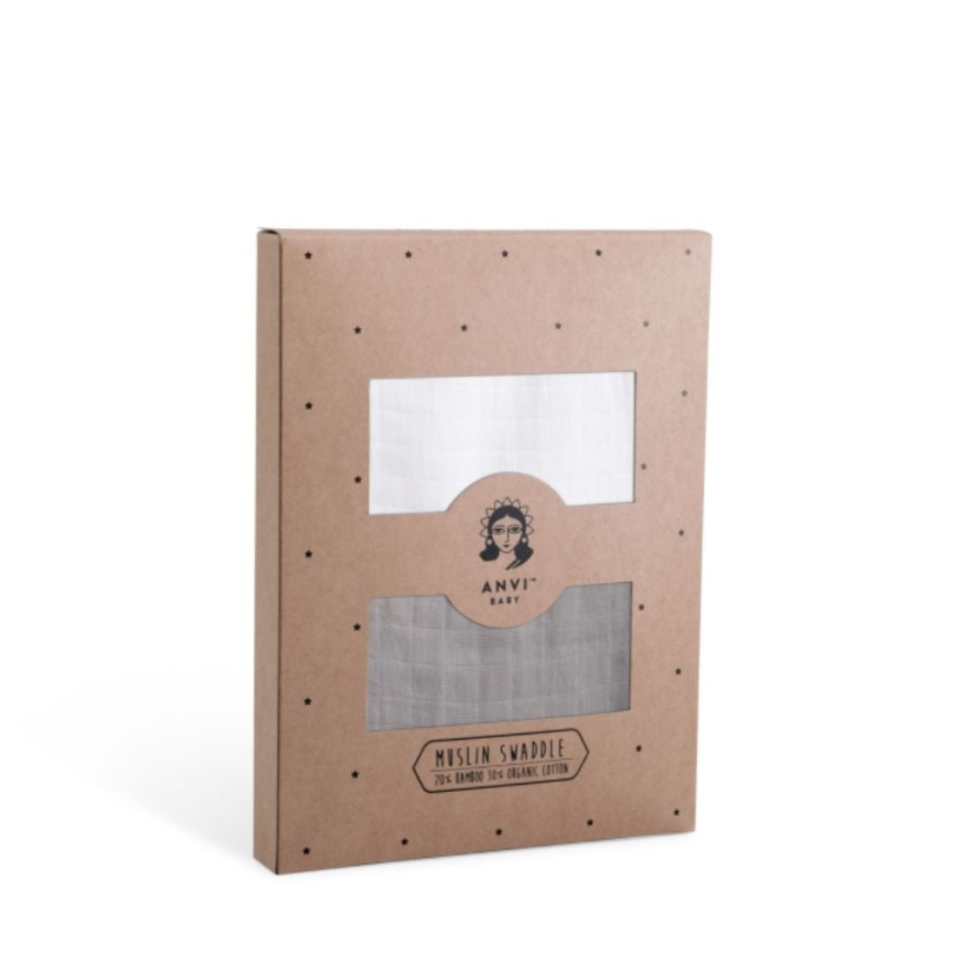 Organic Cotton Muslin Swaddle Wrap - Overcast