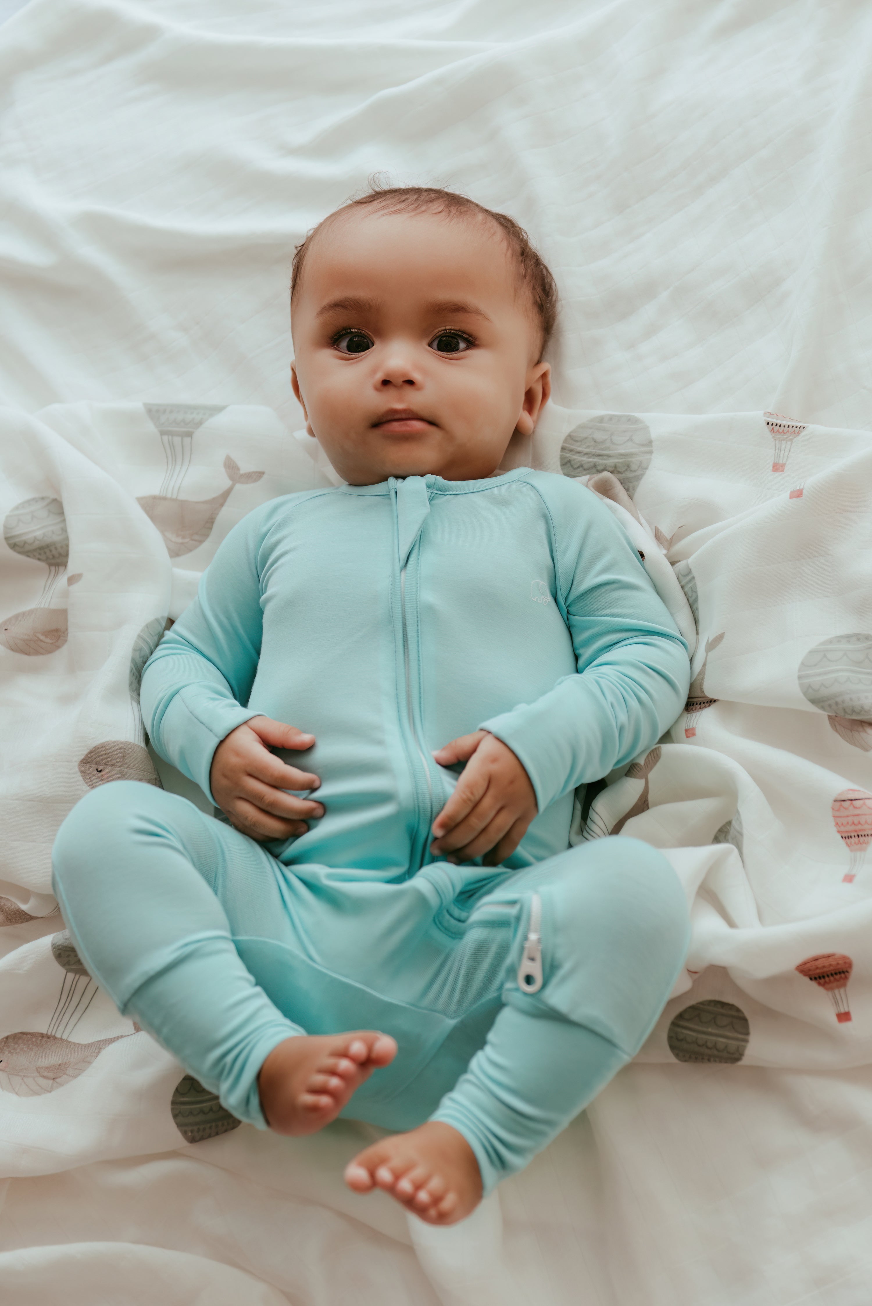 Organic Zipper Romper - Glacier Blue Organic Zipper Romper - Glacier Blue