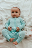 Organic Zipper Romper - Glacier Blue