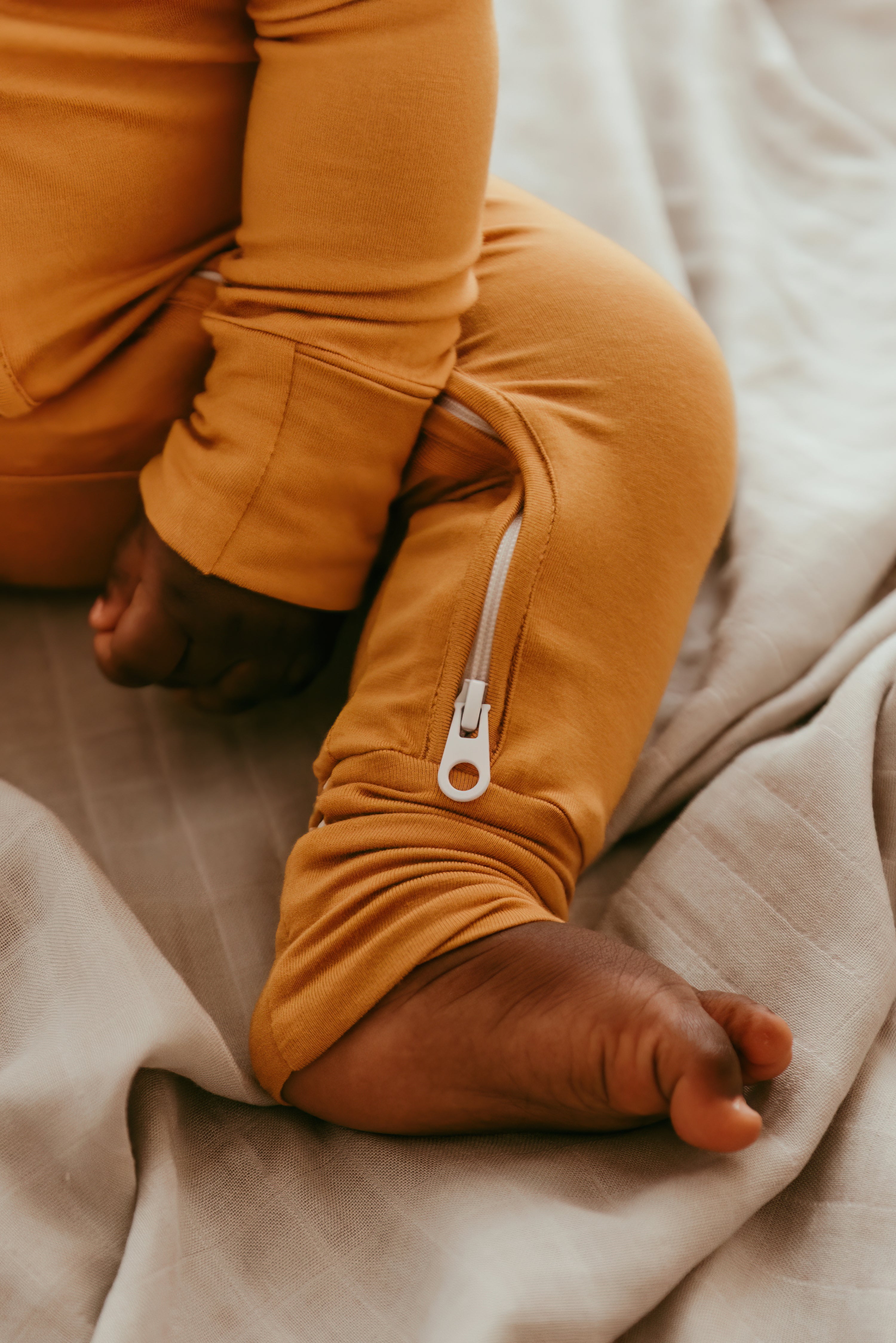 Organic Zipper Romper - Mustard Organic Zipper Romper - Mustard