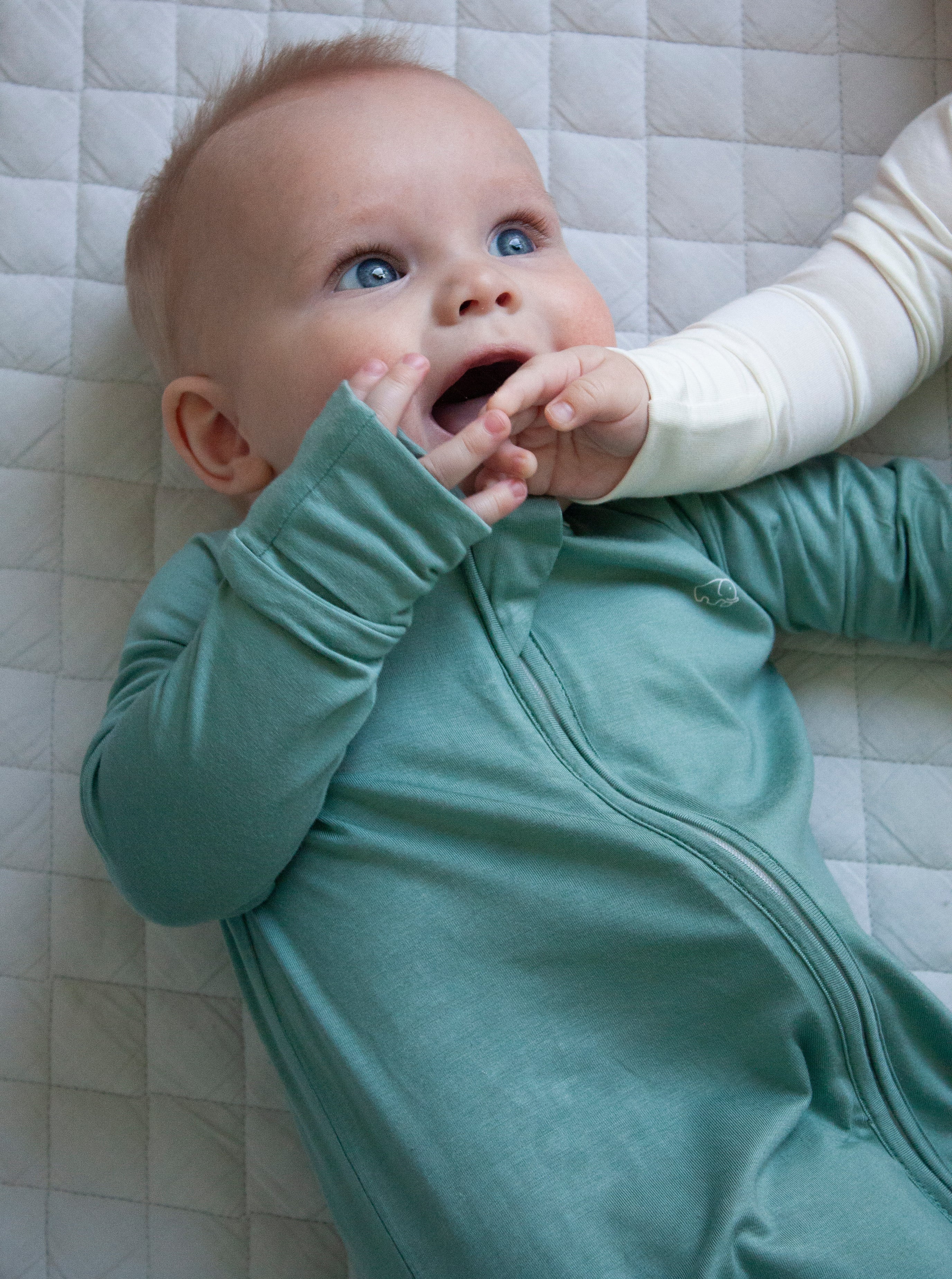 Organic Zipper Romper - Soft Sage Organic Zipper Romper - Soft Sage