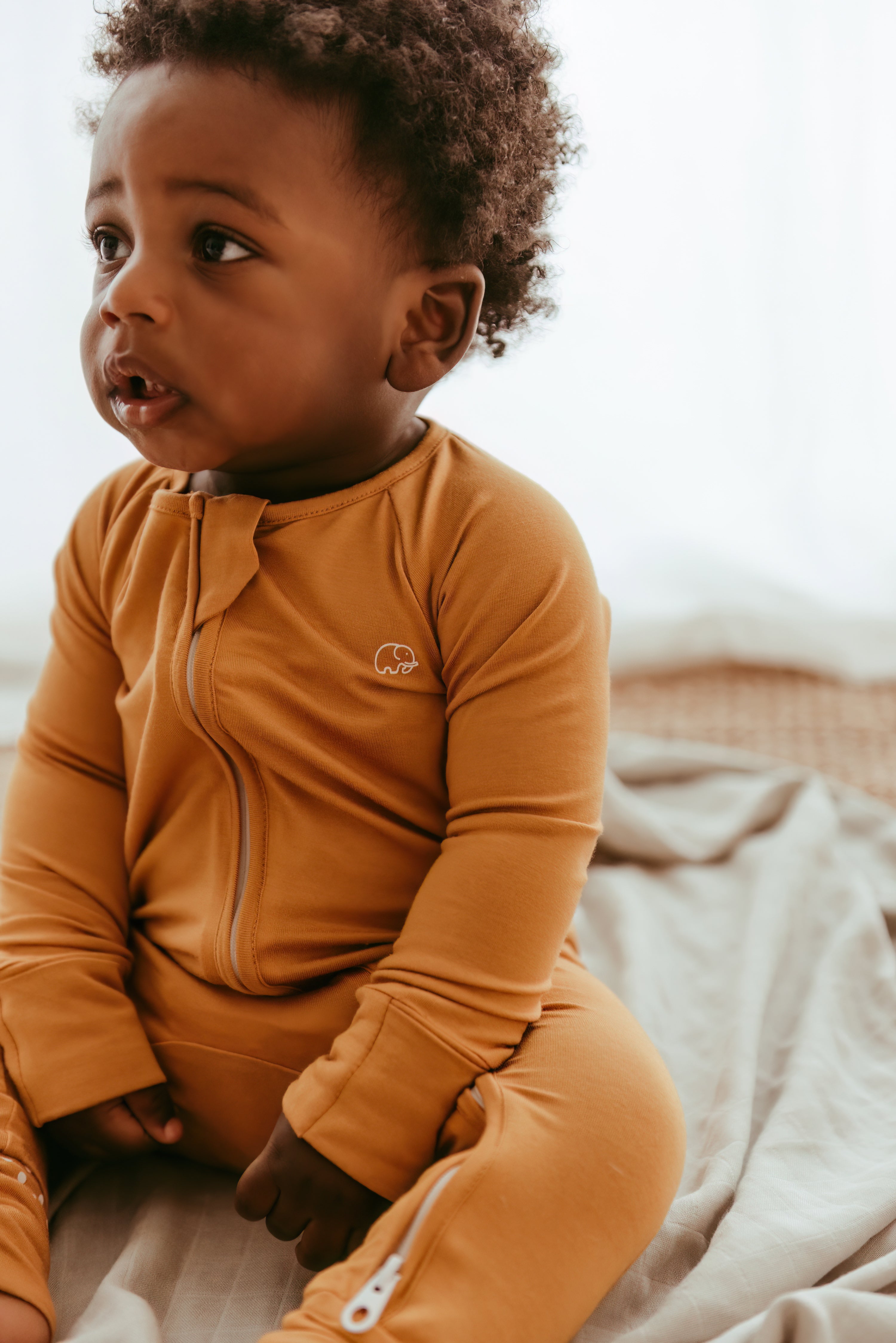 Organic Zipper Romper - Mustard Organic Zipper Romper - Mustard