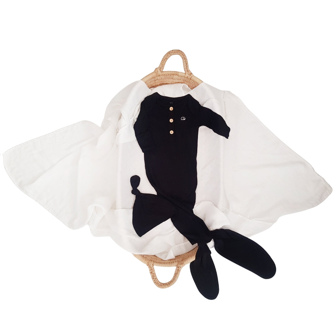 Organic Bamboo Knotted Gown Black Organic Bamboo Knotted Gown Black