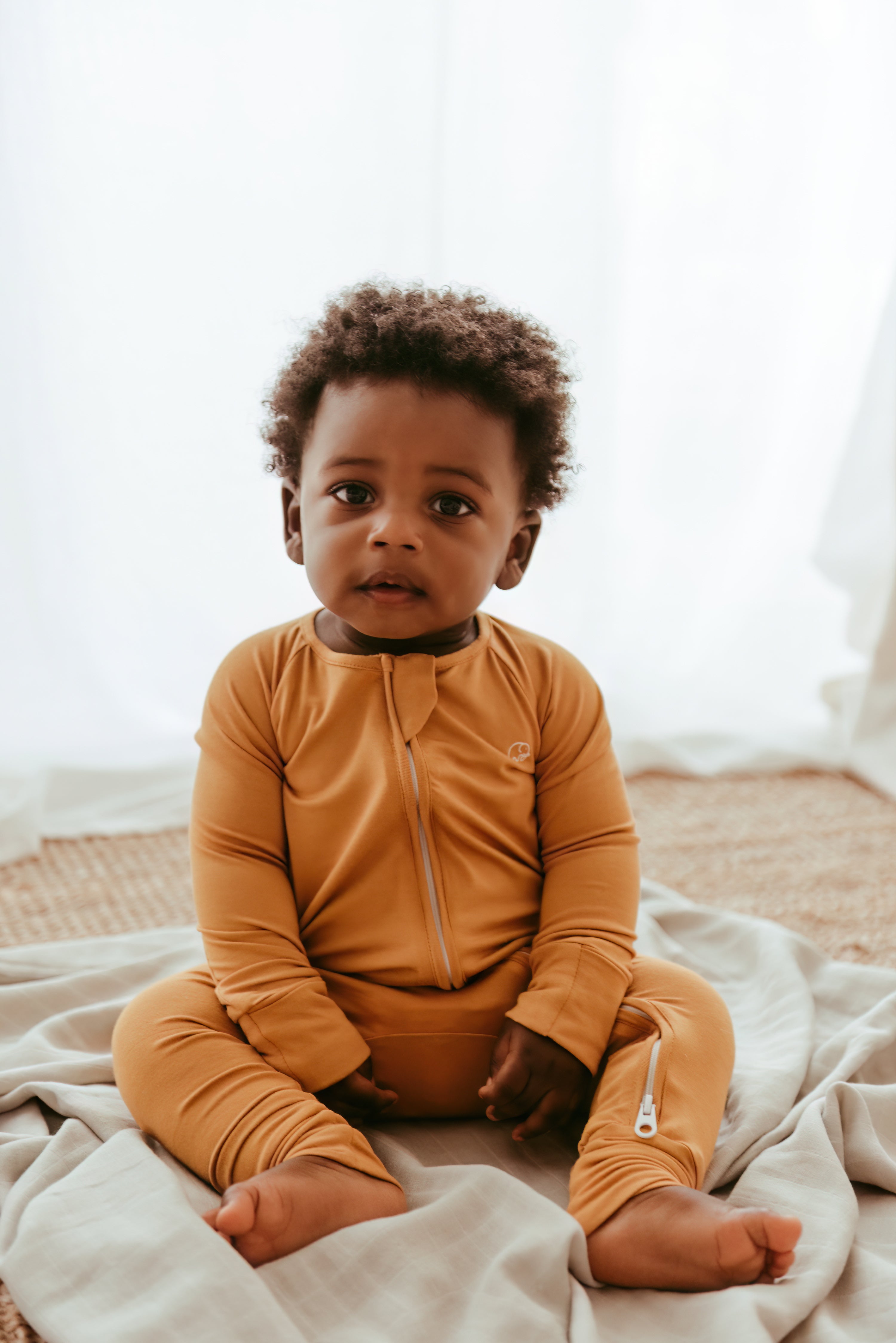 Organic Zipper Romper - Mustard Organic Zipper Romper - Mustard