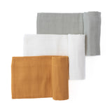 Set of 3 Organic Bamboo Swaddle- Daybreak