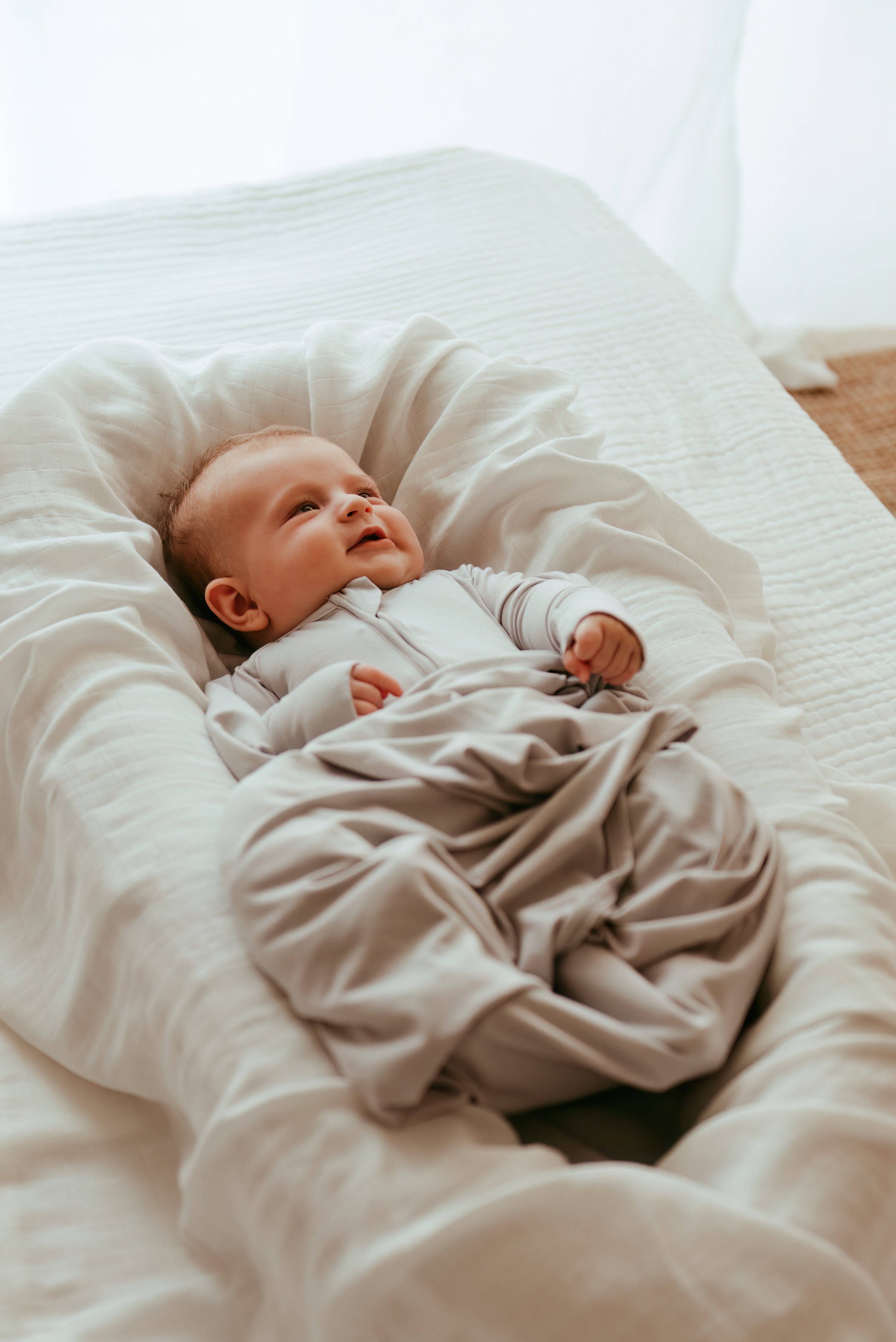 Bamboo Swaddle & Sleep Suit Newborn Gift Set- Grey Bamboo Swaddle & Sleep Suit Newborn Gift Set- Grey