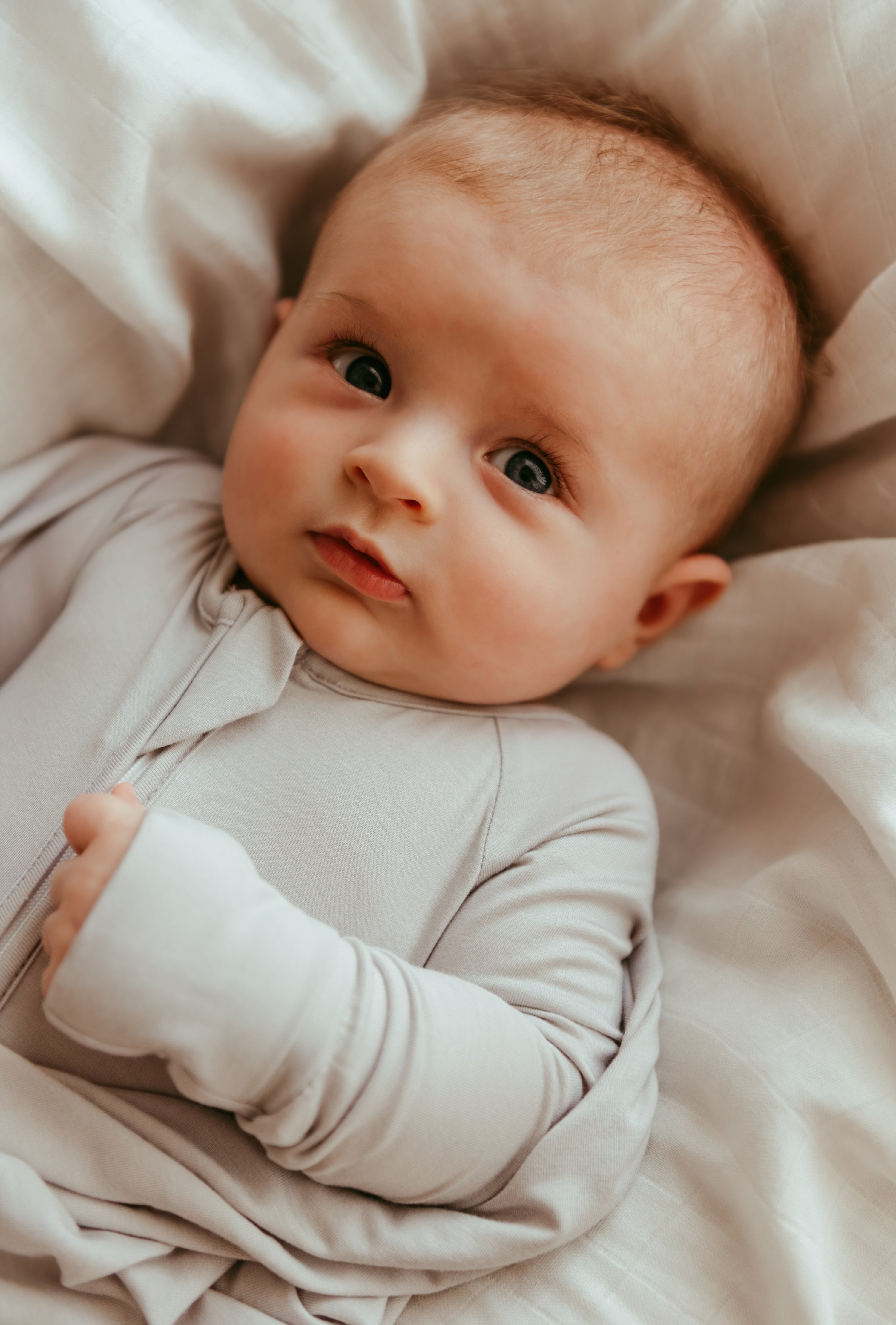 Organic Zipper Romper - Cloudy Grey Organic Zipper Romper - Cloudy Grey