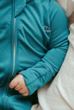 Set of 3 Bamboo Spandex Zipper Sleepsuit- Green/White/Blue