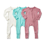 Spandex Zipper Sleepsuit- White/Sky/Lilac