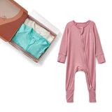 Set of 3 Bamboo Spandex Zipper Sleepsuit- White/Sky/Lilac