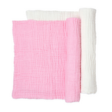 Muslin Bath Towel (6-layered) | Set of 2 (Pink & White)