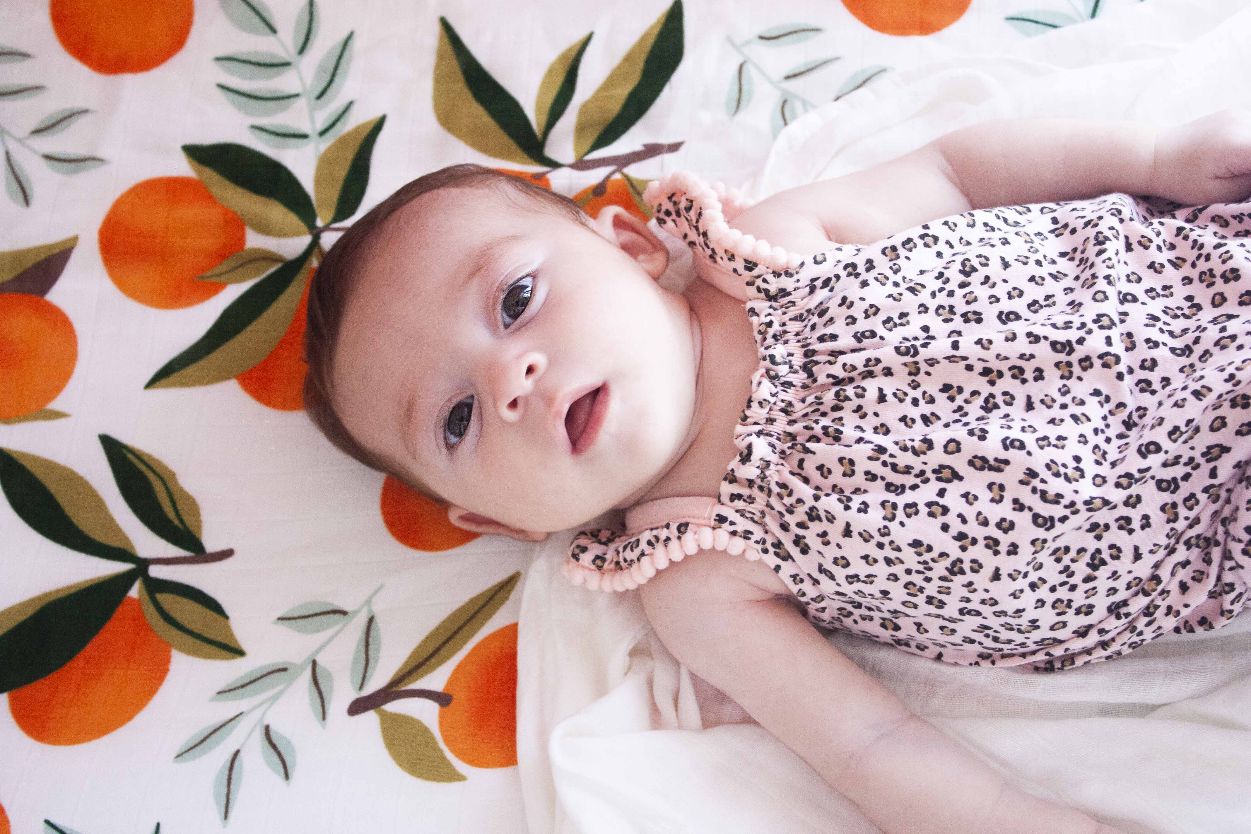 Organic Bamboo Muslin Fitted Crib Sheets | Orange Fields Organic Bamboo Muslin Fitted Crib Sheets | Orange Fields