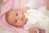 Set of 3- 100% Organic (6 layered) Muslin Bath Towel- Blush & Cloud