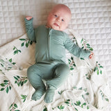 Organic Zipper Romper - Soft Sage