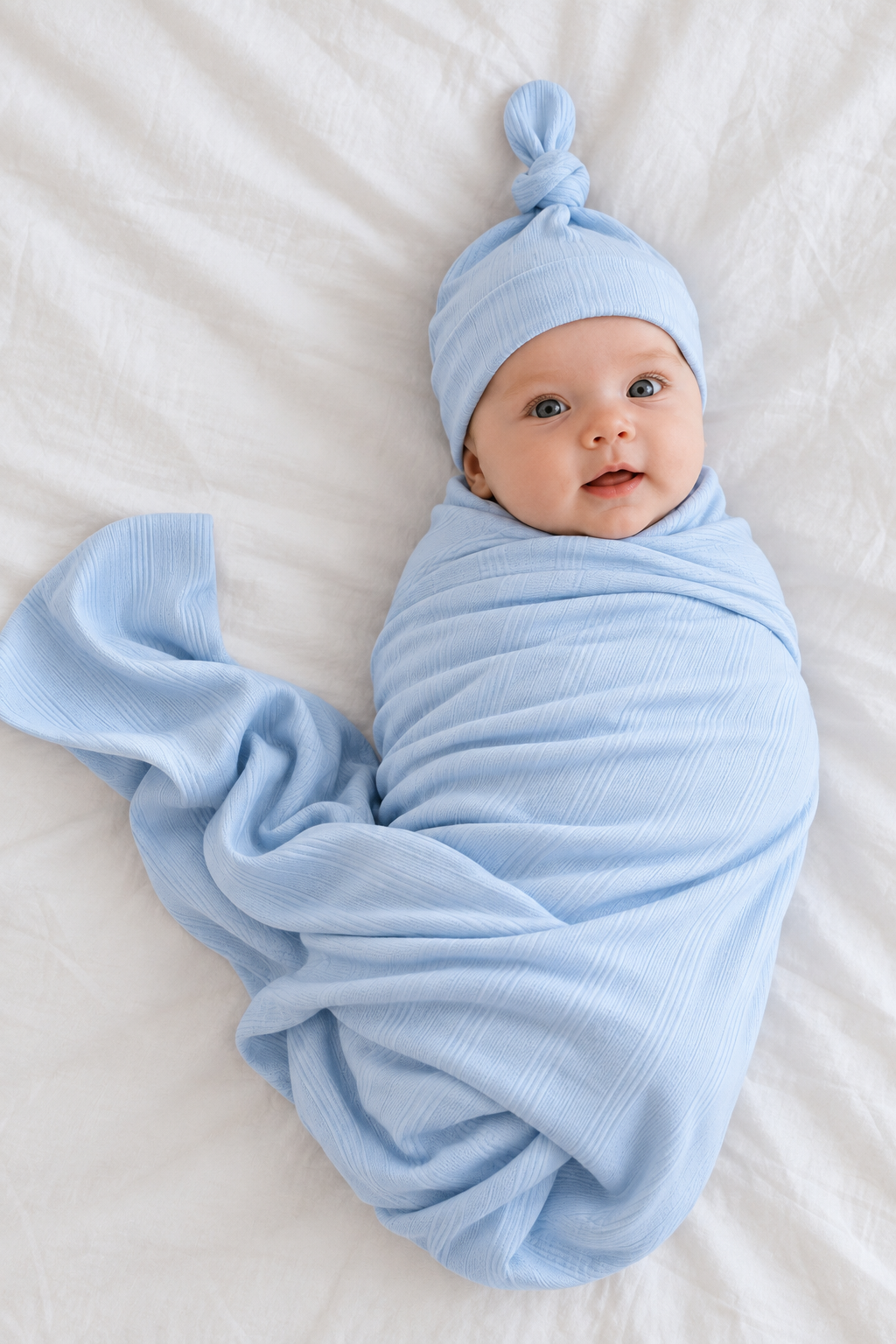 Modal Swaddle & Hat Set - Blue