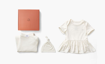 Bamboo Onesie Dress New Born Gift Set- Girls - White