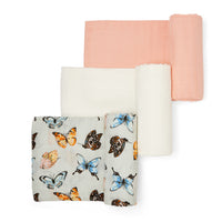 Set of 3 Organic Bamboo Swaddle- Butterfly Dreams