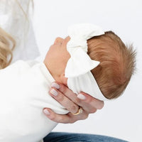 Anvi Baby Organic Headband & Swaddle Set- Bamboo Spandex - White