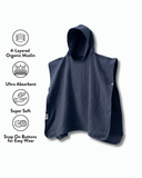 4 layered Muslin Poncho Towel -Navy Blue