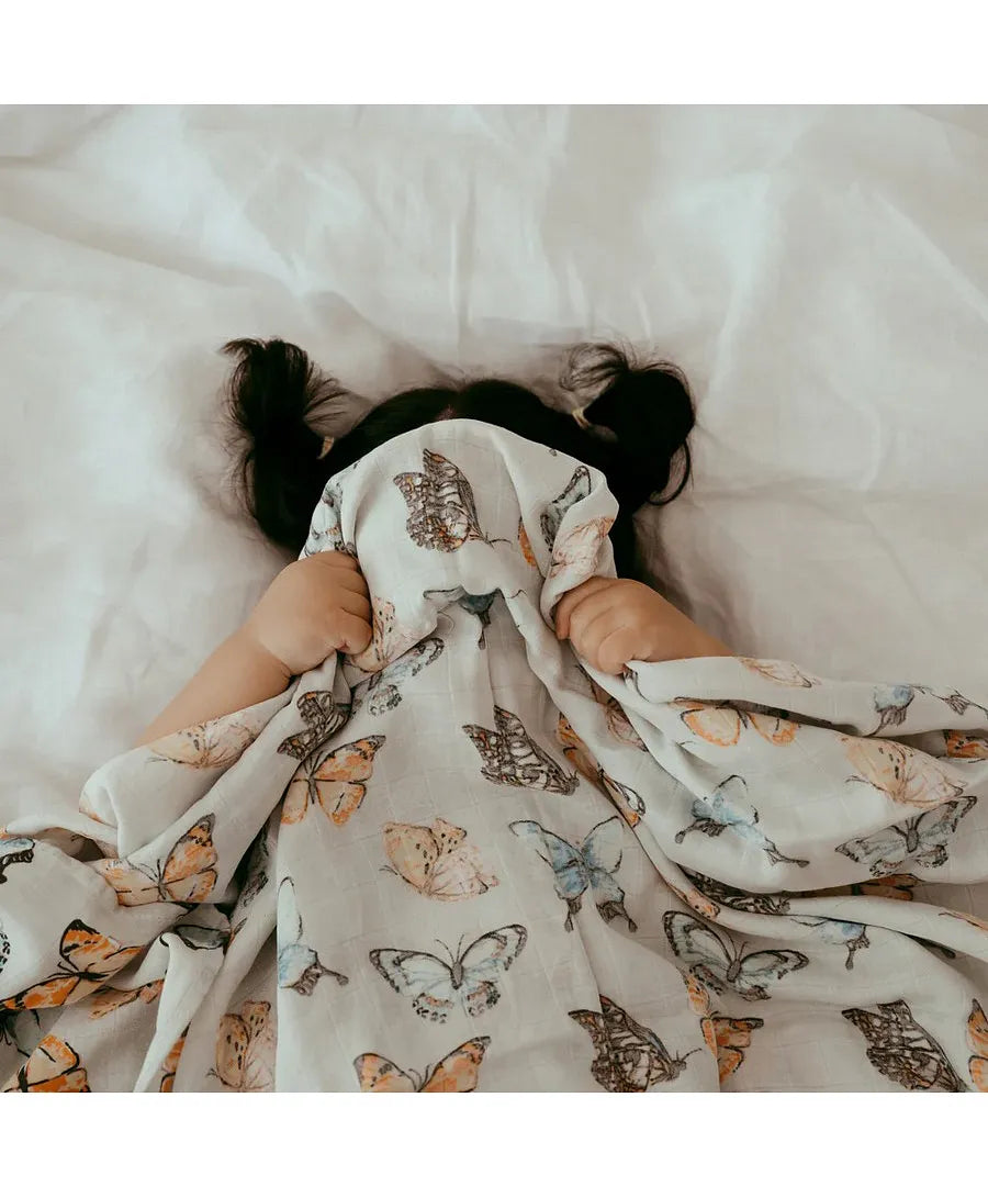 Organic Bamboo Muslin Swaddle | Butterfly Dreams