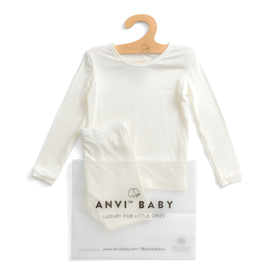 Organic Bamboo Spandex Pajama Set- White
