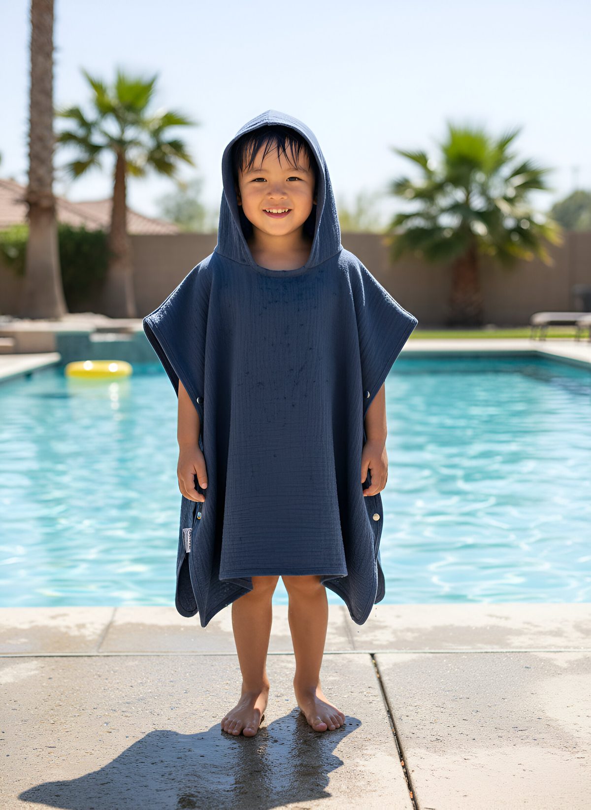 4 layered Muslin Poncho Towel -Navy Blue