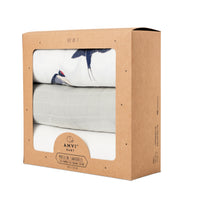 Set of 3 Organic Bamboo Swaddle- The Swallow