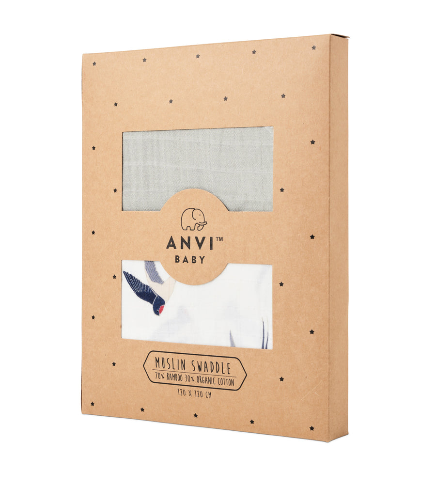 100% Organic Cotton Muslin Swaddle Wrap | The Swallow