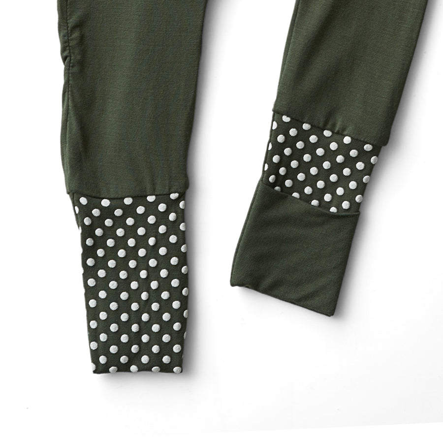 Organic Zipper Romper - Dark Green
