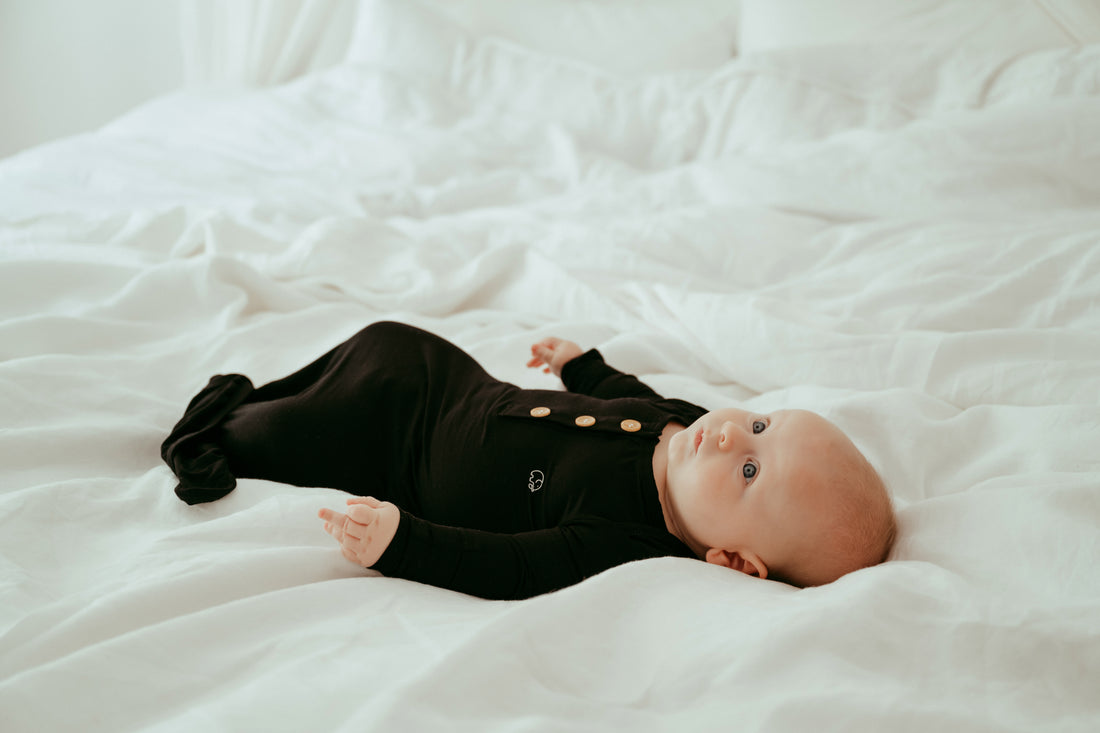 Organic Bamboo Knotted Gown & Beanie Set | Charcoal