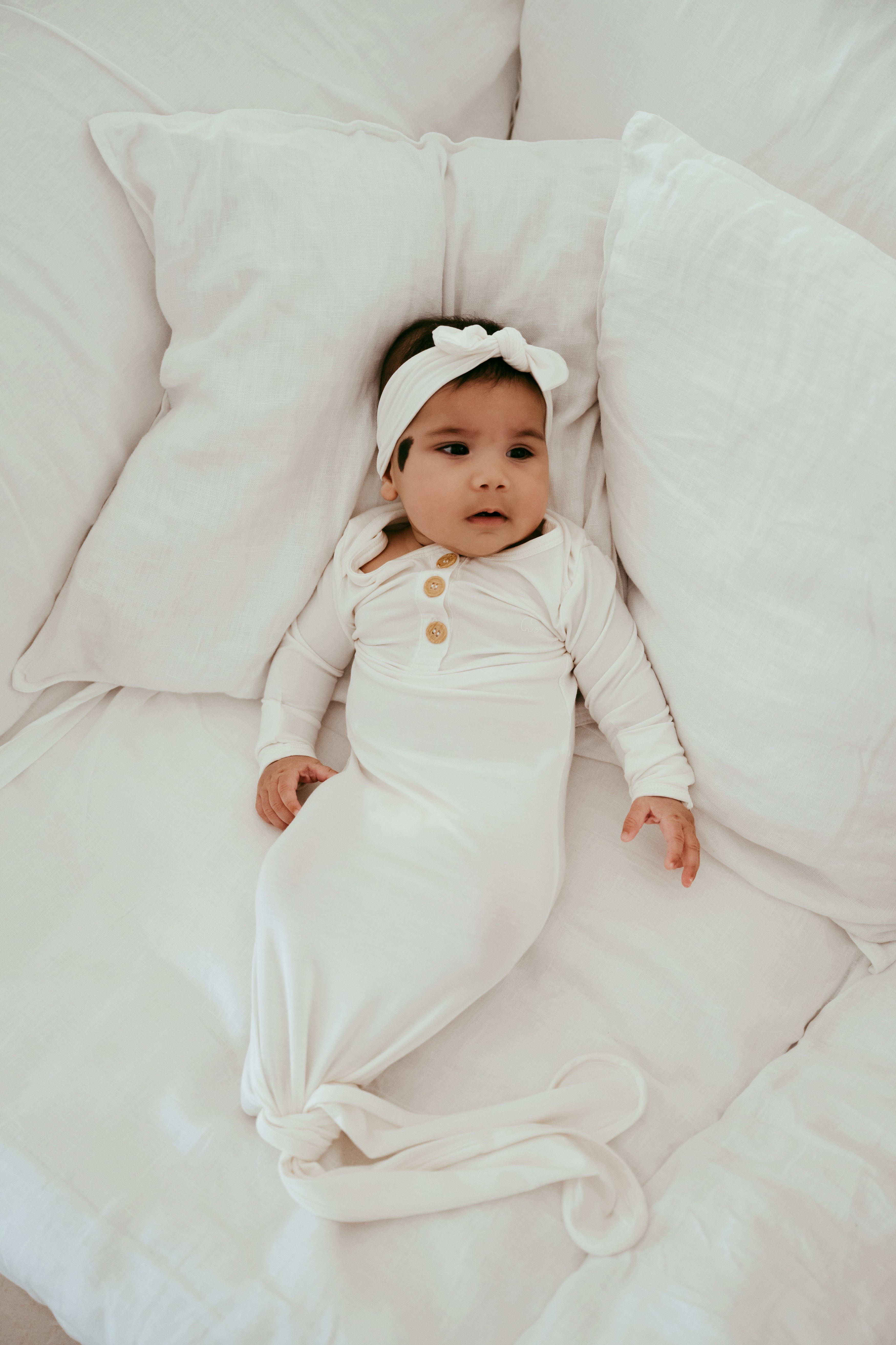 Organic Bamboo Knotted Gown White