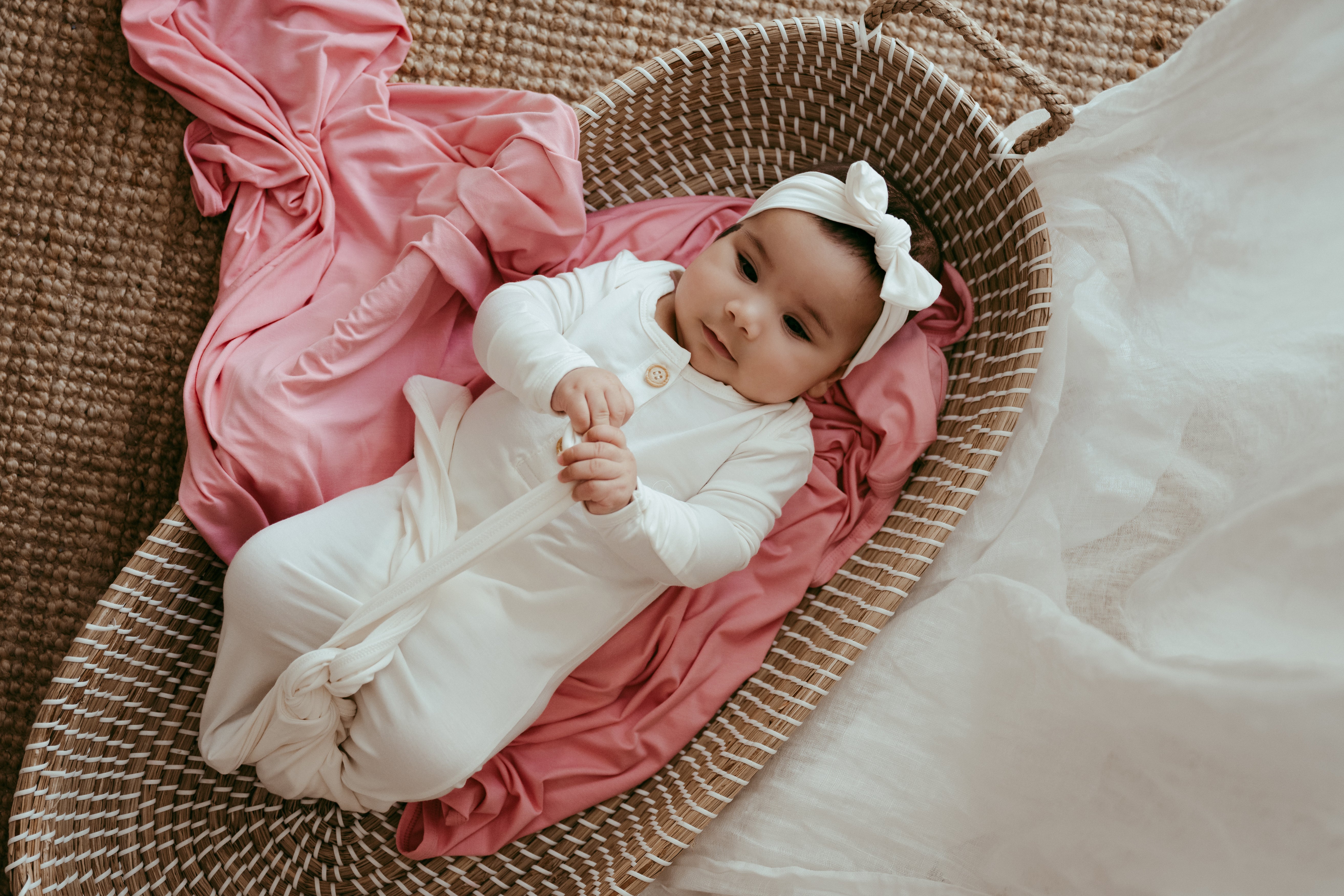 Organic Bamboo Knotted Gown White