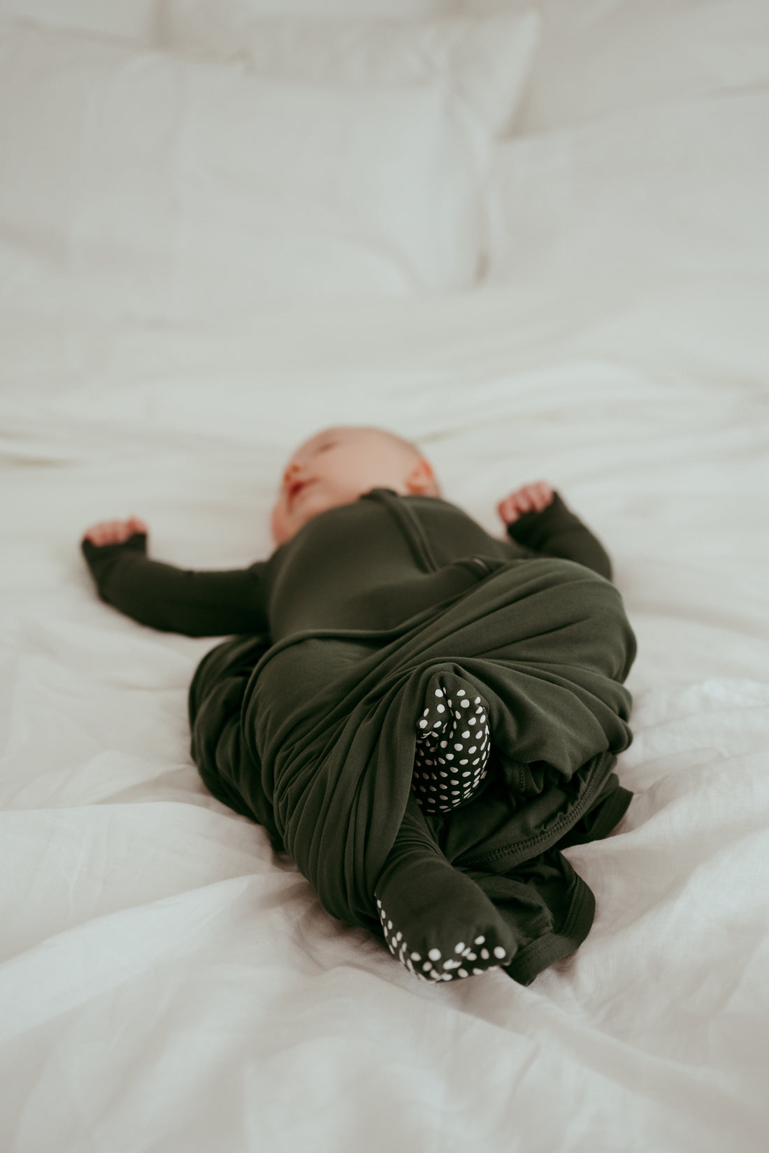 Organic Zipper Romper - Dark Green