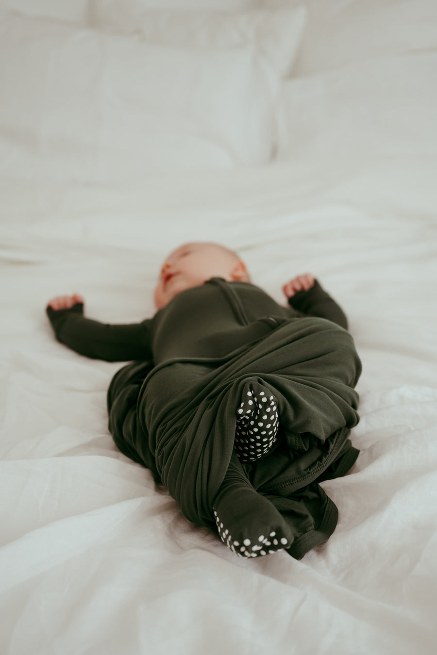 Organic Zipper Romper - Dark Green