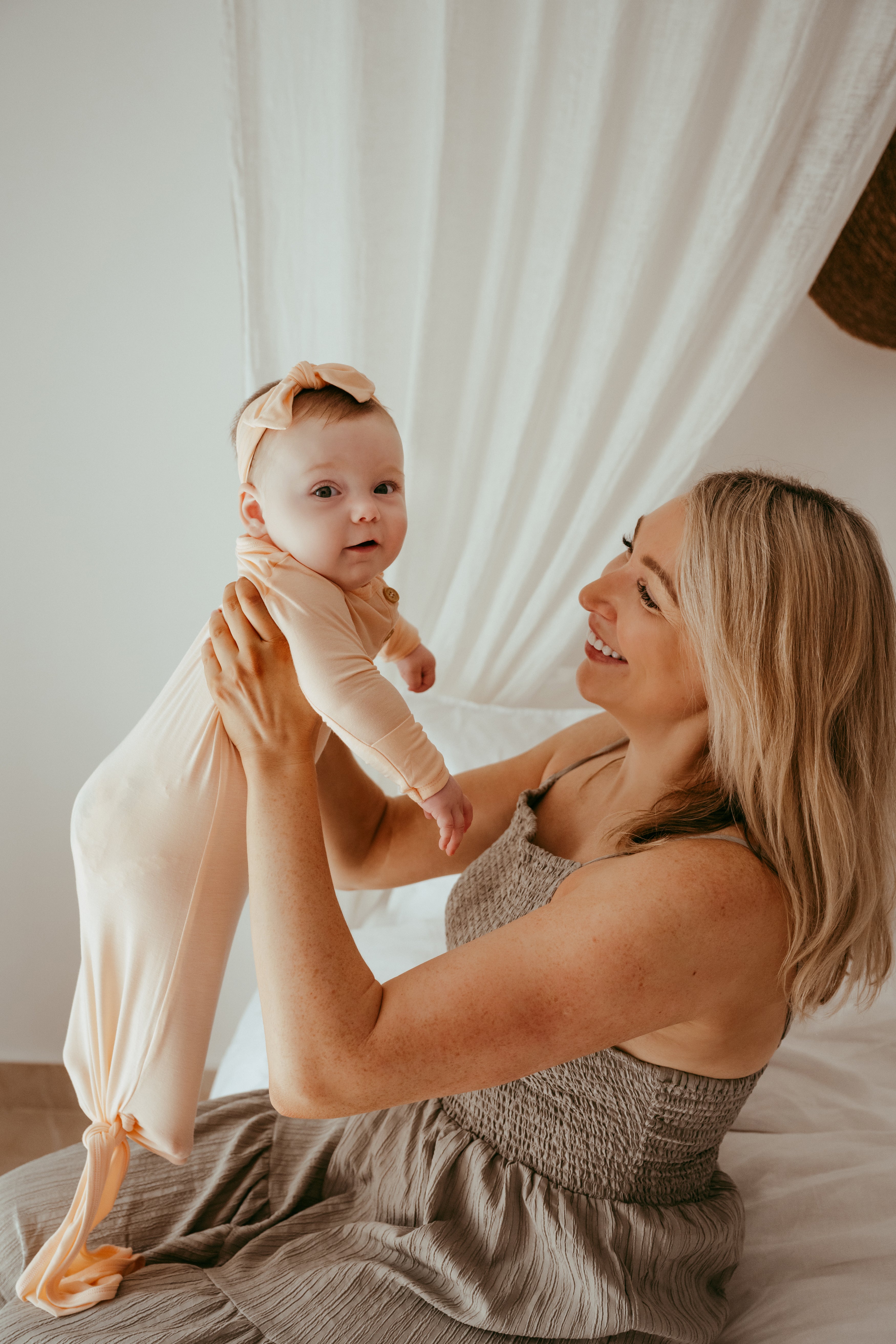 Anvi Baby Organic Headband & Swaddle Set- Bamboo Spandex - Peach