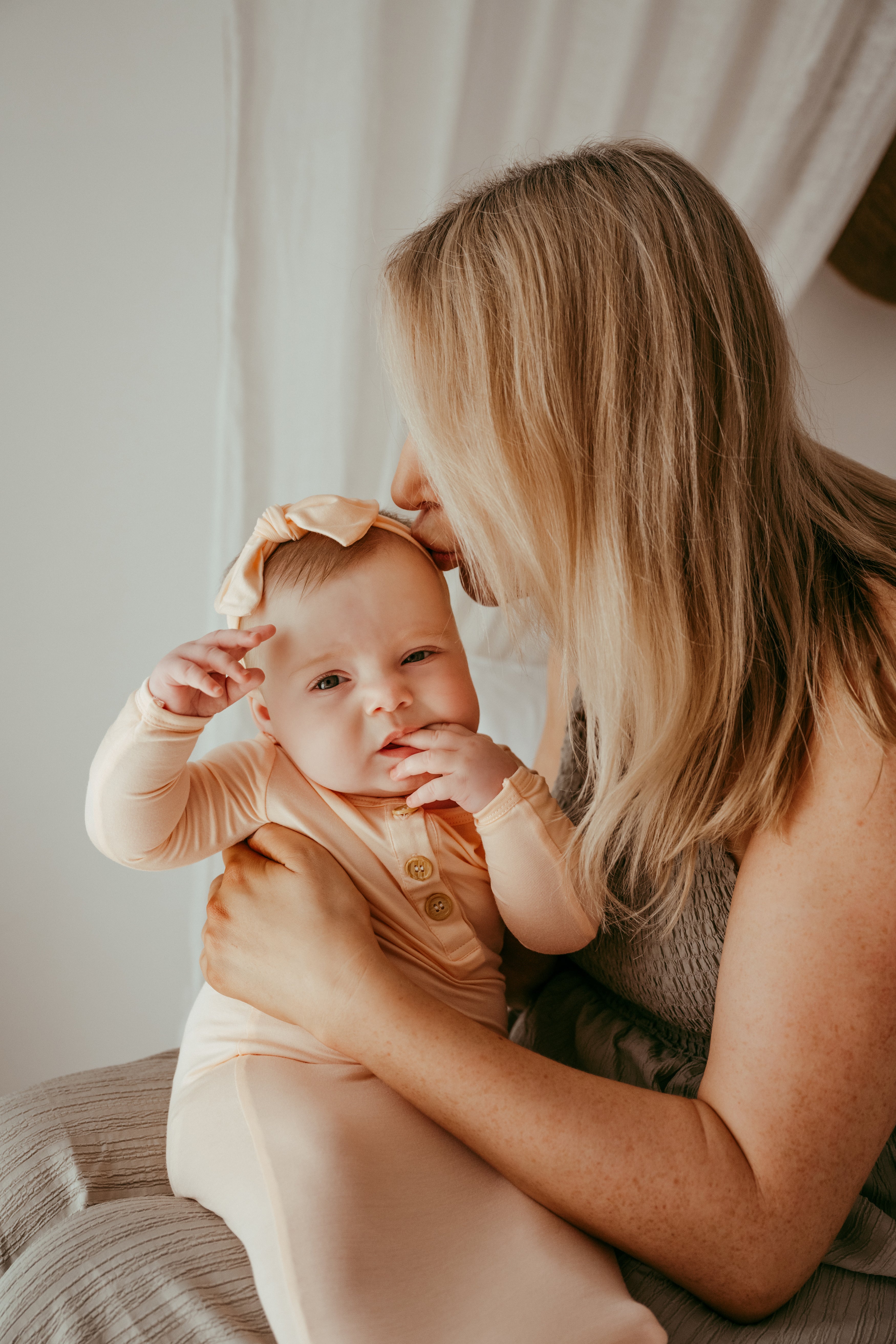 Anvi Baby Organic Headband & Swaddle Set- Bamboo Spandex - Peach