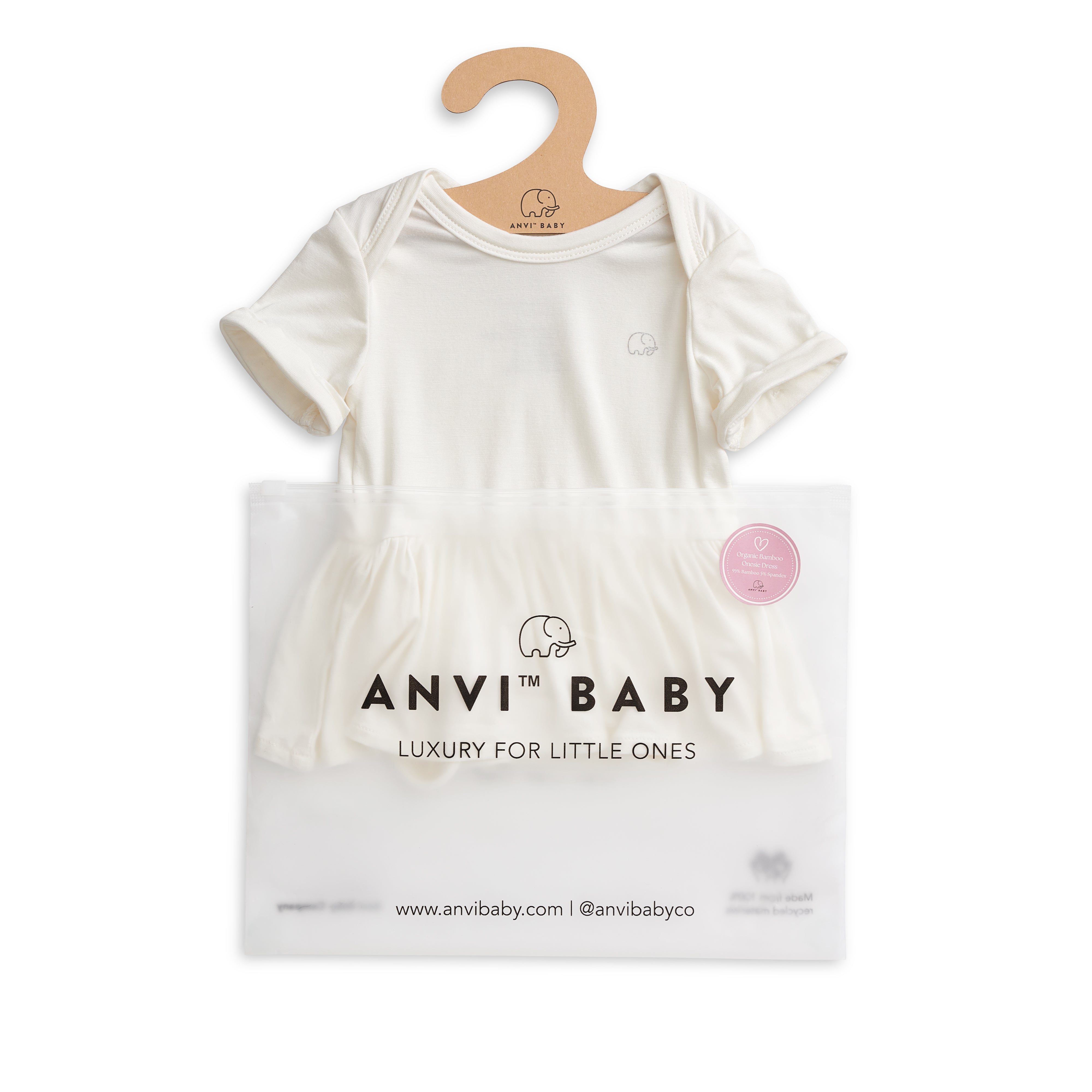 Organic Bamboo Spandex Onesie Dress- White