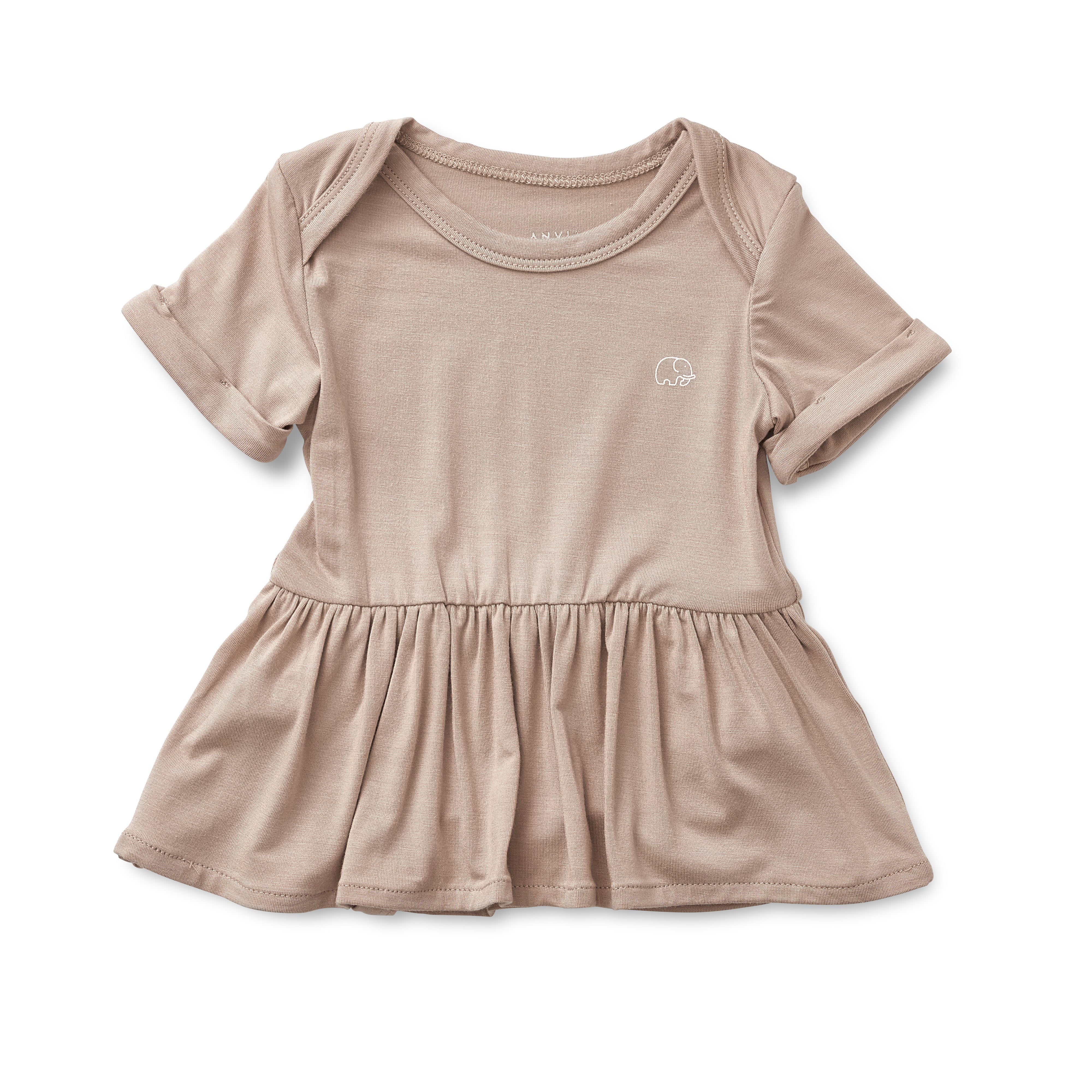 Organic Bamboo Spandex Onesie Dress- Mocha