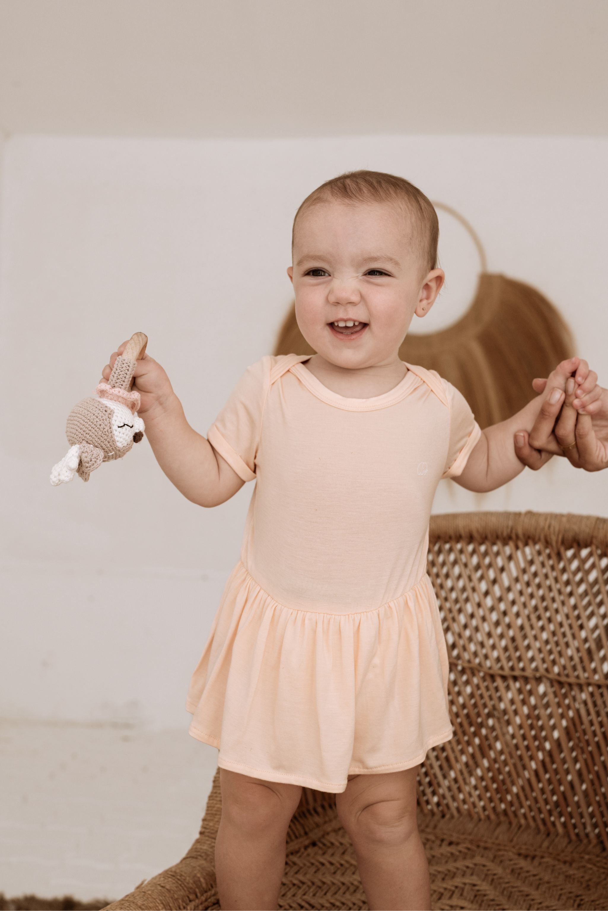 Organic Bamboo Spandex Onesie Dress- Peach