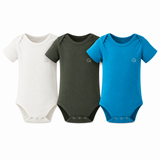Set of 3 Organic Bamboo Spandex Bodysuit- Gift set - Blue/White/Dark Green