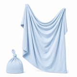 Modal Swaddle & Hat Set - Blue