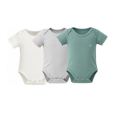 Set of 3 Organic Bamboo Spandex Bodysuit- Gift set - White/Soft Sage/Grey