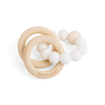 Wood and Silicone Teether - White Pearl